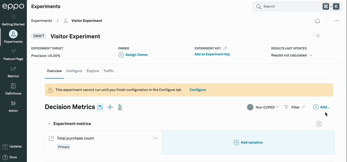 Adding a metric collection to an experiment