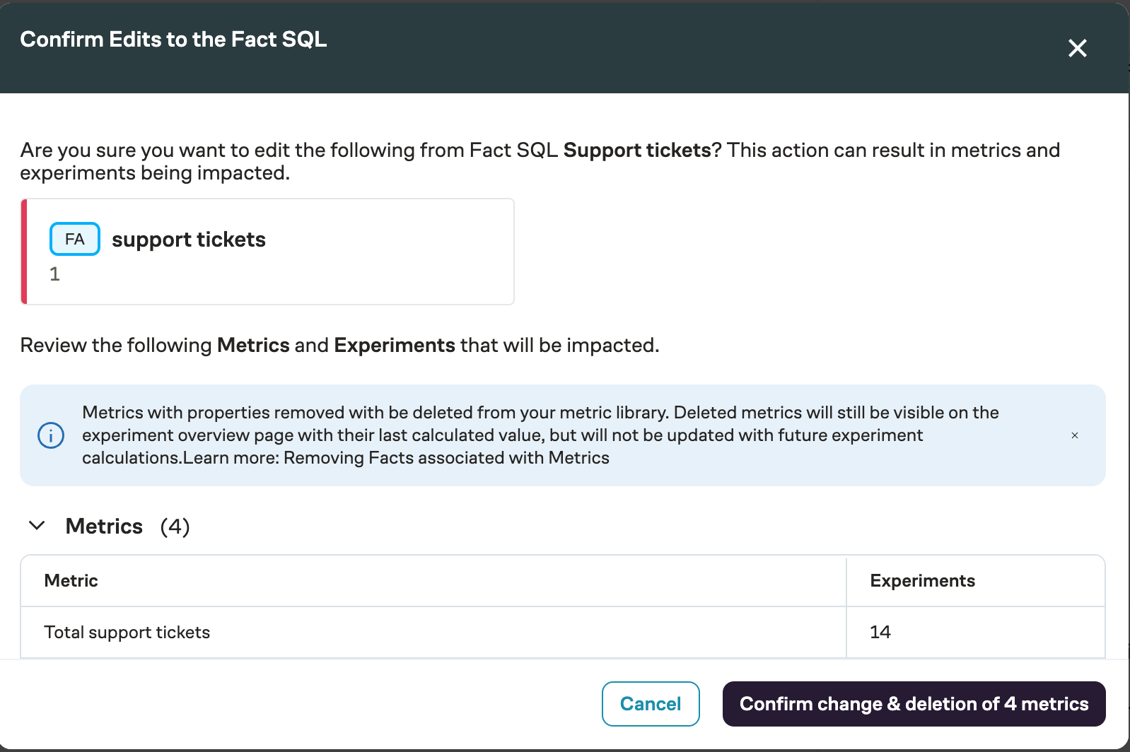 Delete fact confirmation