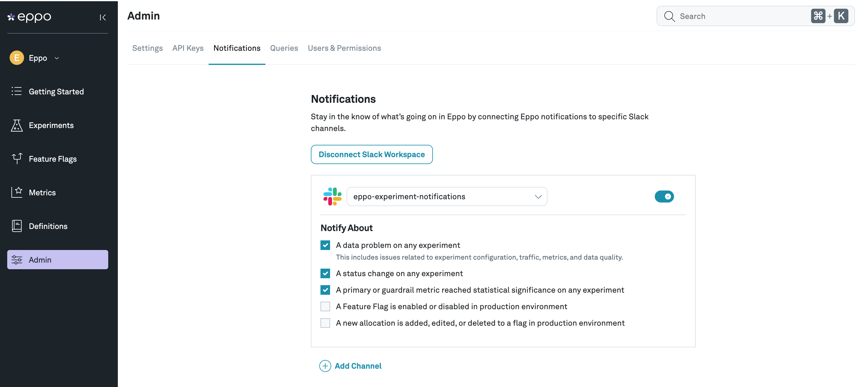 Slack notification setup
