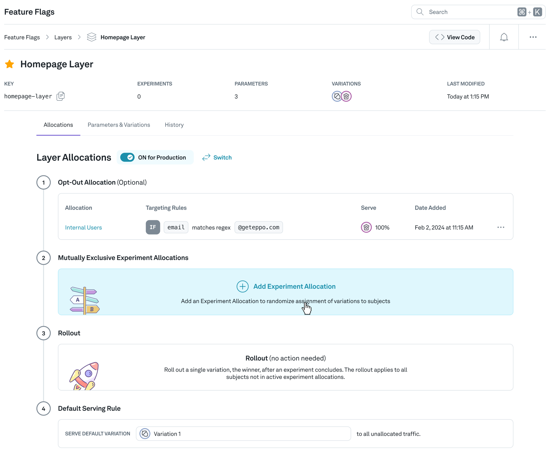 Add an experiment allocation