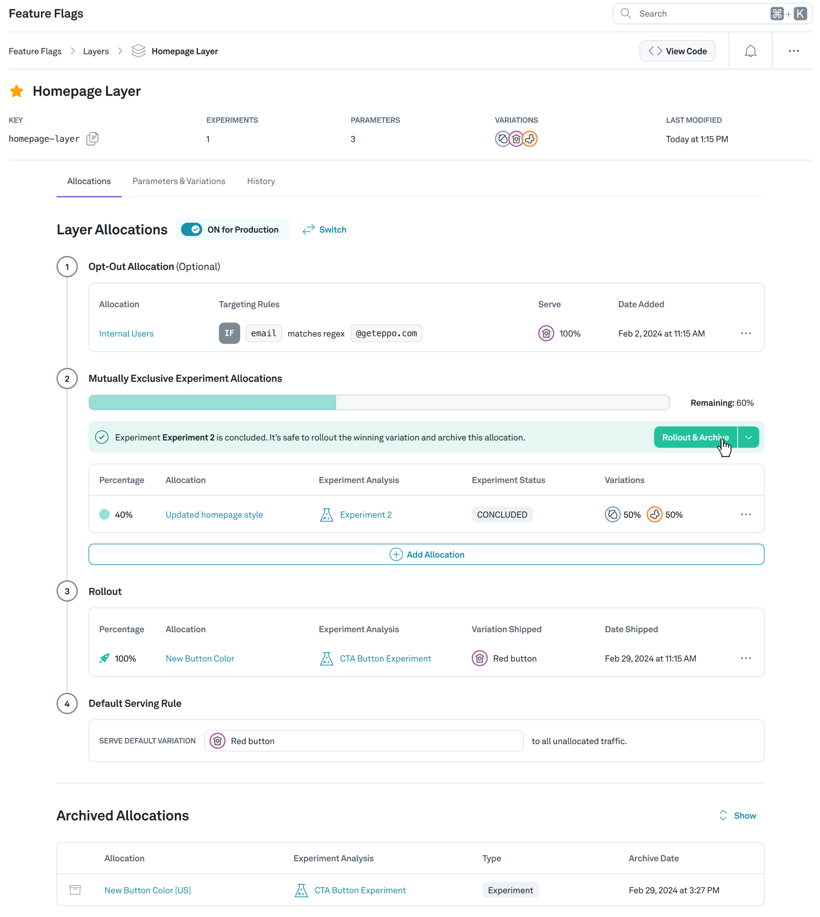 Rollout &amp; Archive option