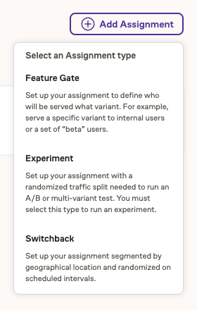 Create Switchback Assignment