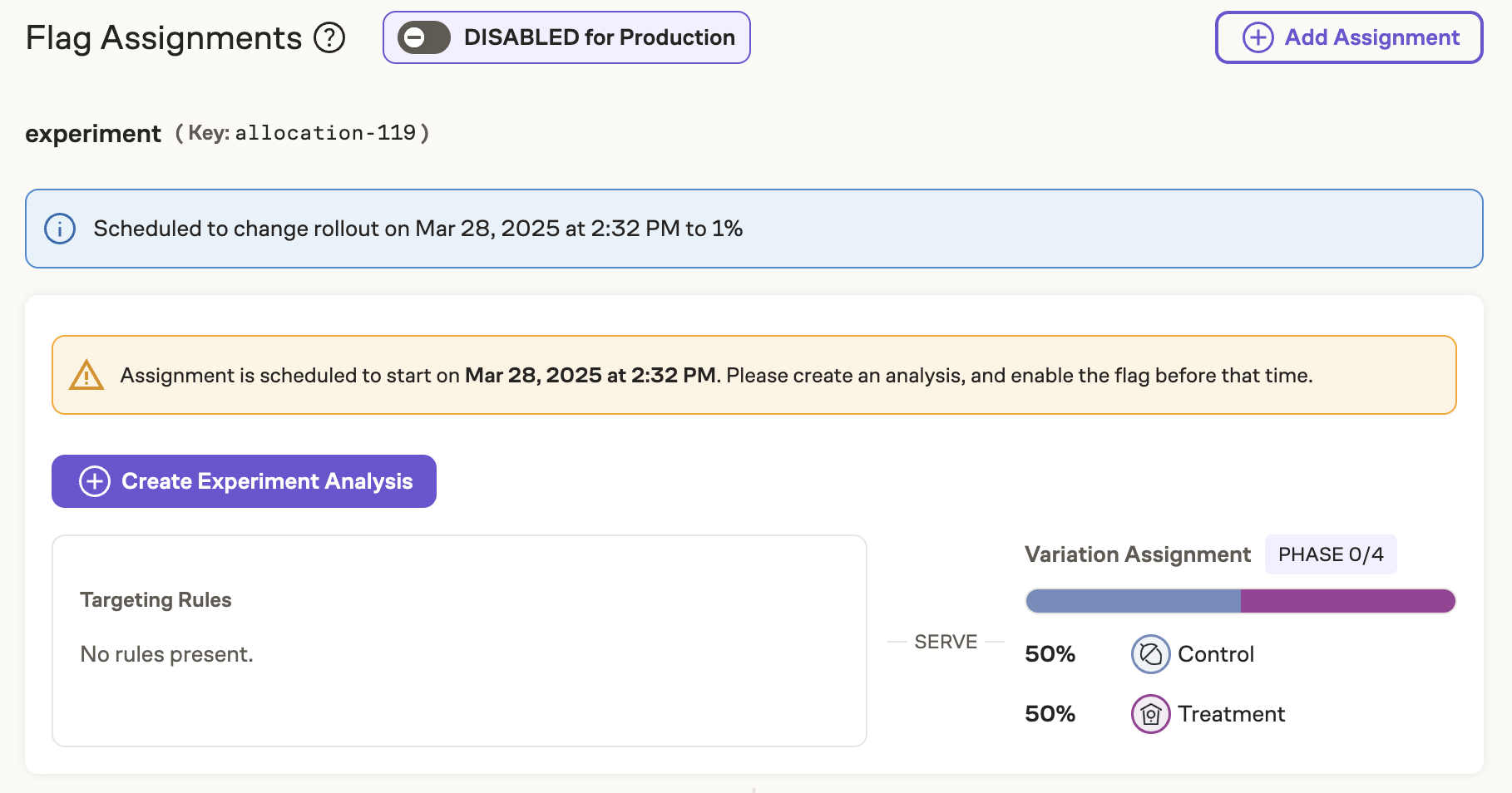 Flag with a rollout scheduled